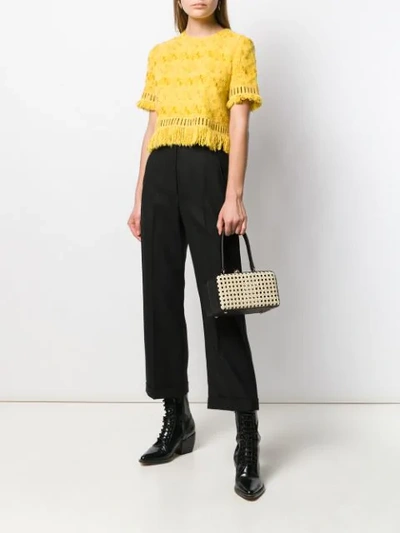 Shop Ermanno Scervino Fringed Crop Top In Yellow