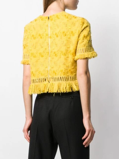 Shop Ermanno Scervino Fringed Crop Top In Yellow