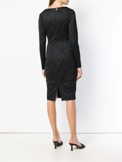 Shop Cavalli Class Longsleeved Animal Print Dress In Black