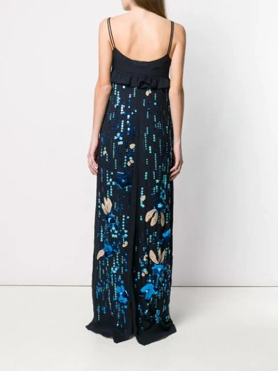 Prada Sleeveless Floral-embroidered Maxi Dress In Blue | ModeSens