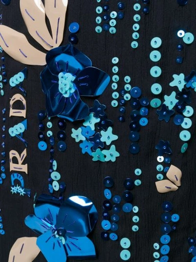 Shop Prada Floral Sequin Maxi Dress In Blue