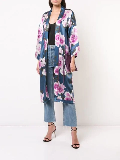 Shop Fleur Du Mal Floral Silk Robe In Multicolour