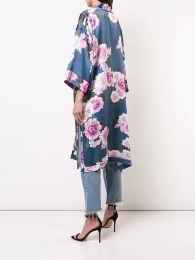 Shop Fleur Du Mal Floral Silk Robe In Multicolour