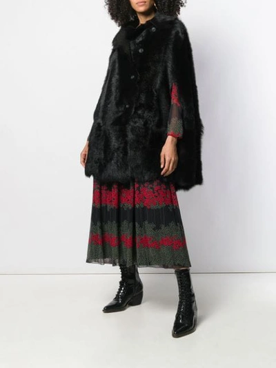 Shop Red Valentino Reversible Buttoned Cape In Black