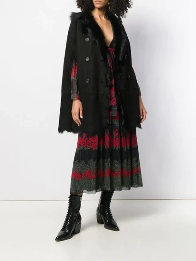Shop Red Valentino Reversible Buttoned Cape In Black