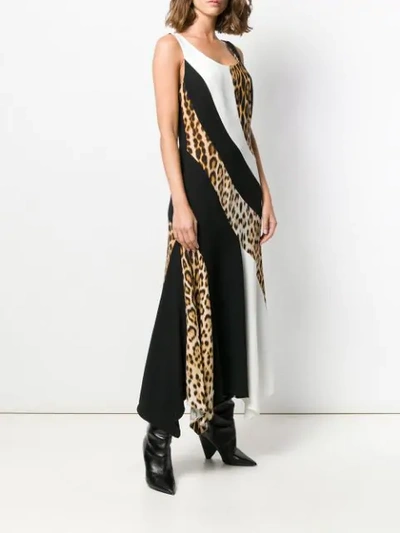 Shop Roberto Cavalli Leopard Panel Dress In Black