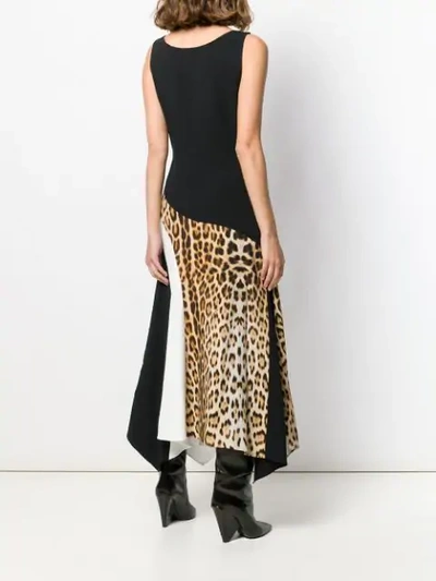Shop Roberto Cavalli Leopard Panel Dress In Black