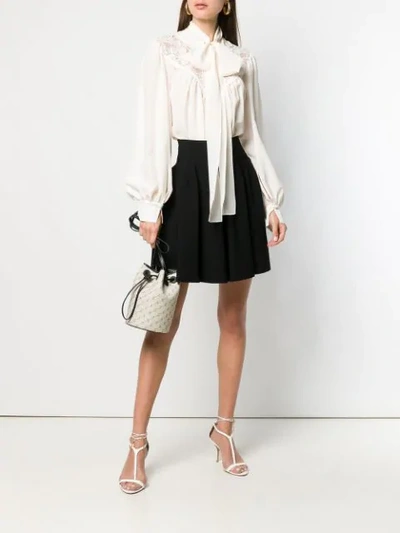 Shop Stella Mccartney Pleated Knit Skirt In Black