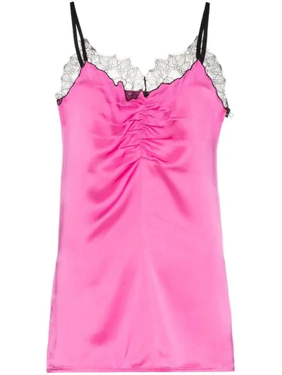 Shop Helmut Lang Sleeveless Lace Trim Cami Slip Top In Pink