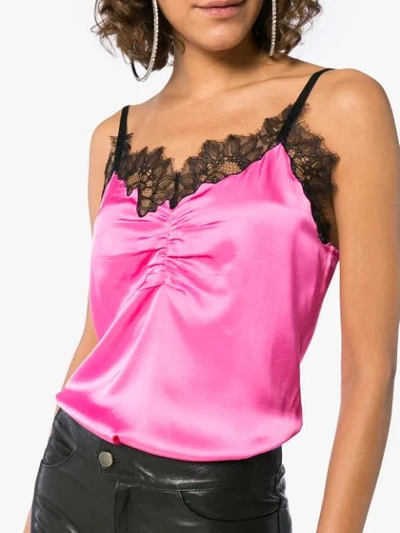 Shop Helmut Lang Sleeveless Lace Trim Cami Slip Top In Pink