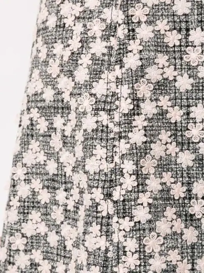 Shop Giambattista Valli Floral Appliqué Tweed Midi Skirt In Black
