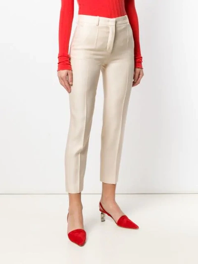 Shop Emilio Pucci Cropped Wool-blend Tailored Trousers In Neutrals