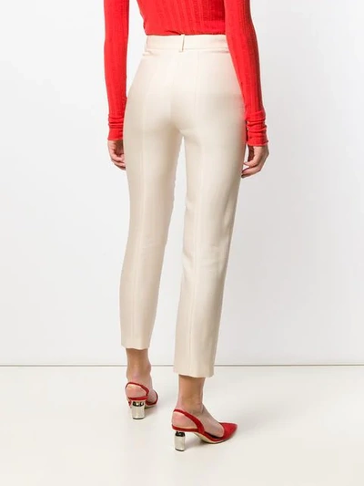 Shop Emilio Pucci Cropped Wool-blend Tailored Trousers In Neutrals