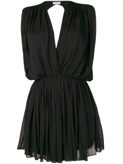 Shop Saint Laurent Draped Mini Dress In Black