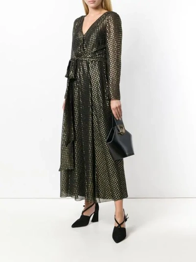 Shop Red Valentino Embroidered Lame Long Dress In Black