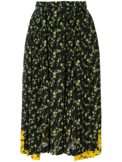 Shop N°21 Floral Print Pleated Skirt In Black