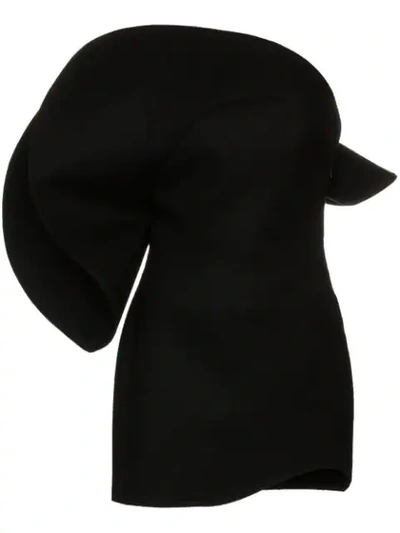 Shop Saint Laurent Oversized Flounce Wool Bustier Dress In Black