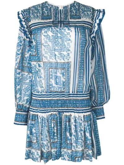Shop Philosophy Di Lorenzo Serafini Printed Gathered Dress In Blue