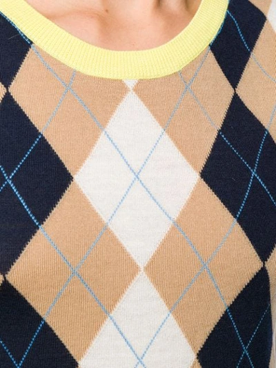 Shop Pringle Of Scotland Argyle Knit Sleeveless Sweater In Blue