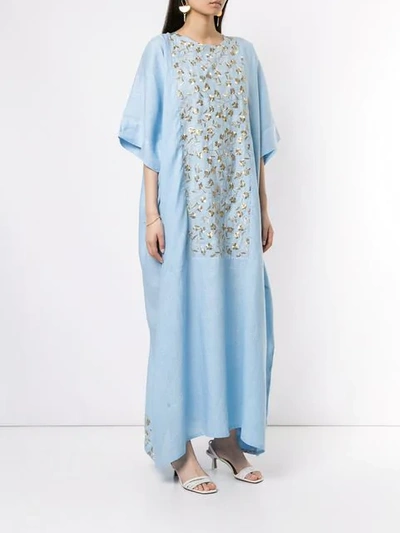 Shop Bambah Floral Rachelle Kaftan In Blue