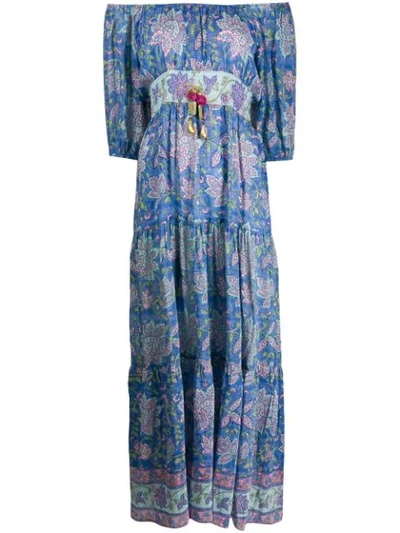 Shop Alicia Bell Elle Floral Off Shoulder Dress - Blue