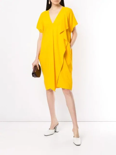 Shop Maison Rabih Kayrouz Gerafftes Kleid In Yellow