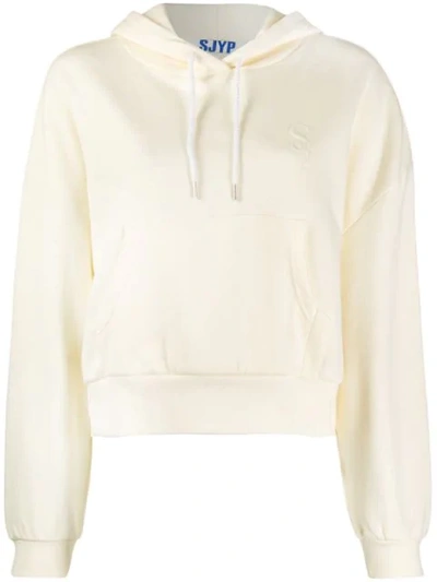 Shop Sjyp Embroidered Logo Hoodie - White