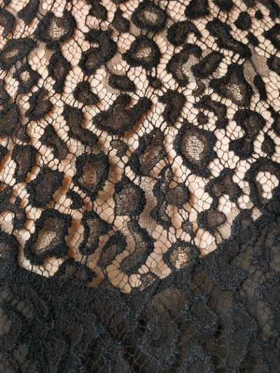 Givenchy Crewneck Long-sleeve Fitted Sheer Leopard Lace Top In Black