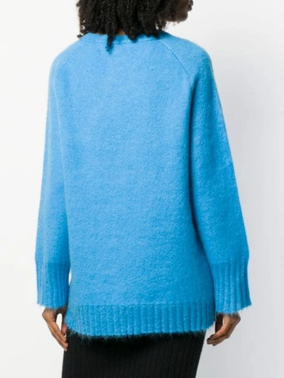 Shop Courrèges Contrast Logo Jumper In Blue