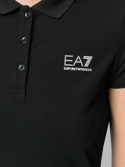 Shop Ea7 Emporio Armani Embroidered Logo Polo Top - Black