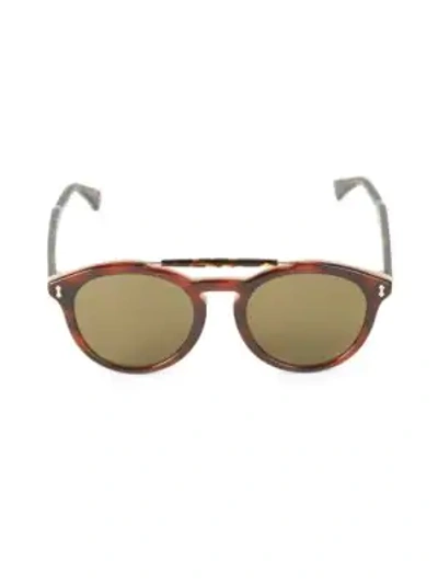 Shop Gucci 52mm Round Sunglasses In Brown