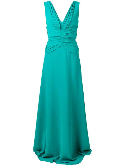 Rhea Costa Classic Ruched Gown In Green | ModeSens