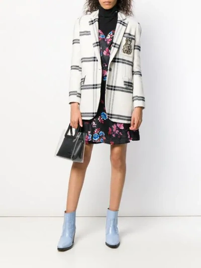 Shop Pinko Check Print Blazer In White