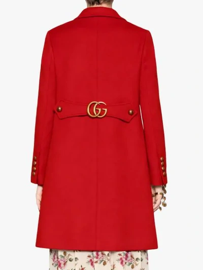 Shop Gucci Wool Coat With Double G In Red