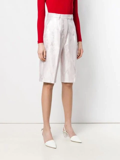 Shop Atu Body Couture Metallic Knee-length Shorts In Pink