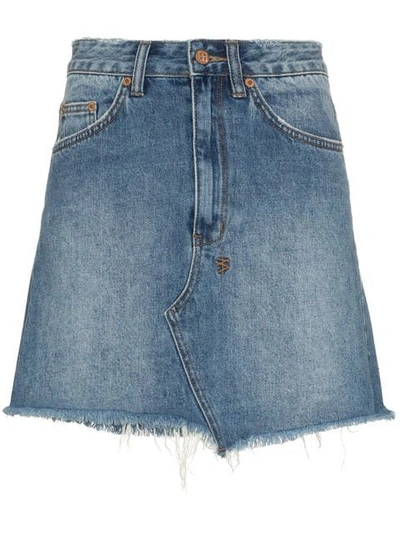 Shop Ksubi Hi-line Mini Denim Skirt In Blue