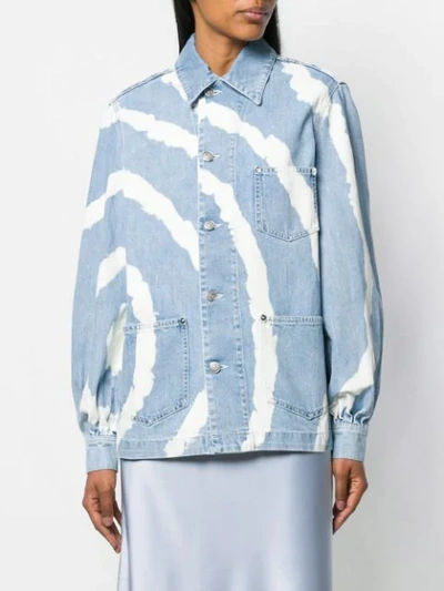 Shop Ganni Bleached Denim Jacket In Blue