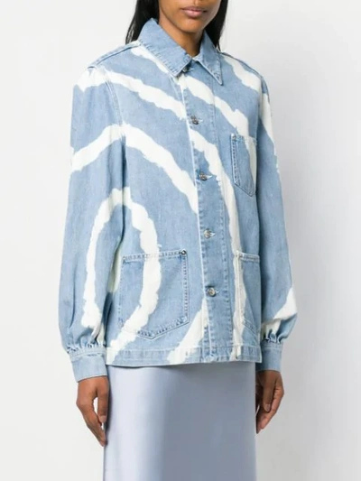 Shop Ganni Bleached Denim Jacket In Blue