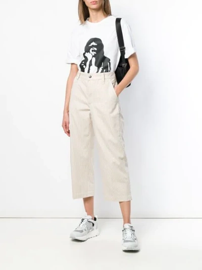 Shop Marc Jacobs Cropped Striped Trousers In Neutrals