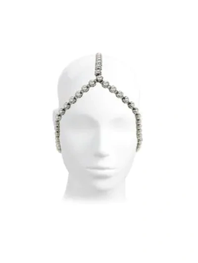 Shop Valentino Metallic Hair Chain In Grey