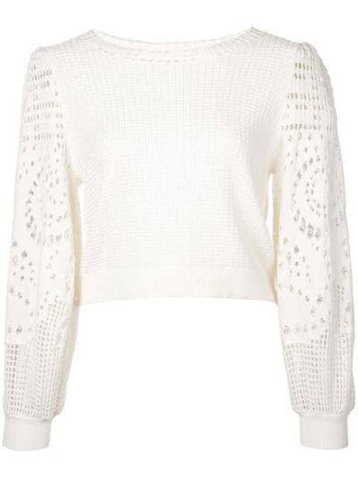 Shop A.l.c Crochet Sleeve Sweater In White
