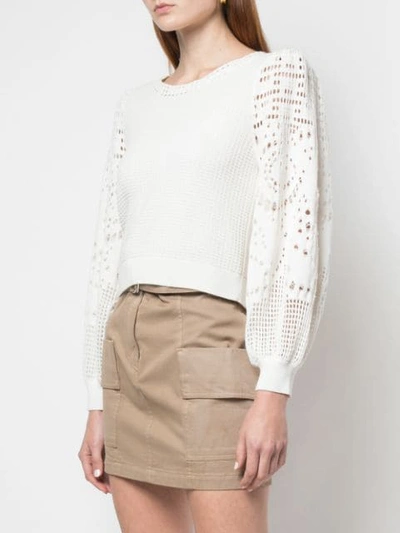 Shop A.l.c Crochet Sleeve Sweater In White