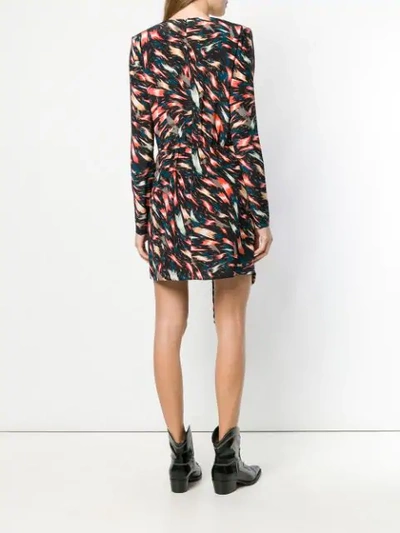 Givenchy Long-sleeve Abstract Print Cascading Mini Dress In Black
