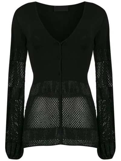 Shop Andrea Bogosian Panelled Knit Cardigan In Black