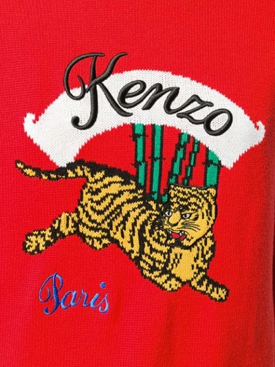 Shop Kenzo Tiger Knit Jumper In 21 Rouge Moyen