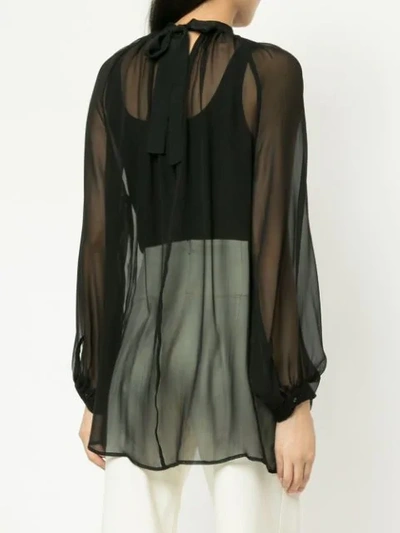 Shop Taylor Sheer Panel Silk Top In Black