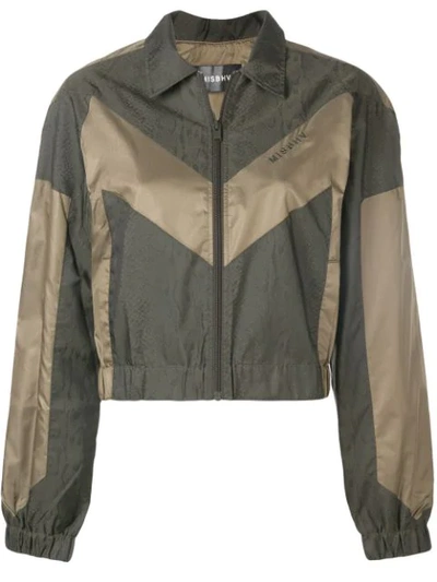 Shop Misbhv Zipped Panelled Bomber Jacket In Green