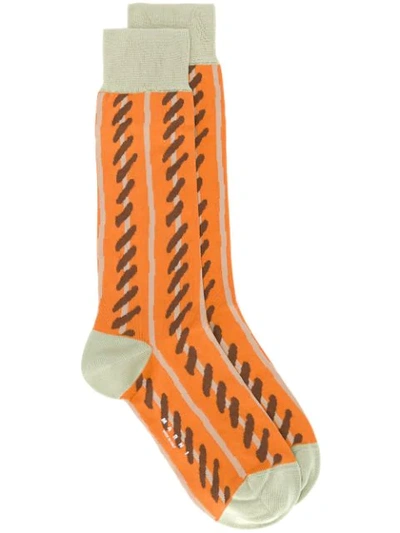 Shop Marni Jacquard Socks In Orange
