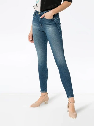 Shop Frame Le High Straight Double Needle Skinny Jeans In Blue