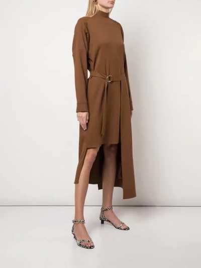 Shop Tibi Chalky Asymmetric Mid-length Dress In Brown
